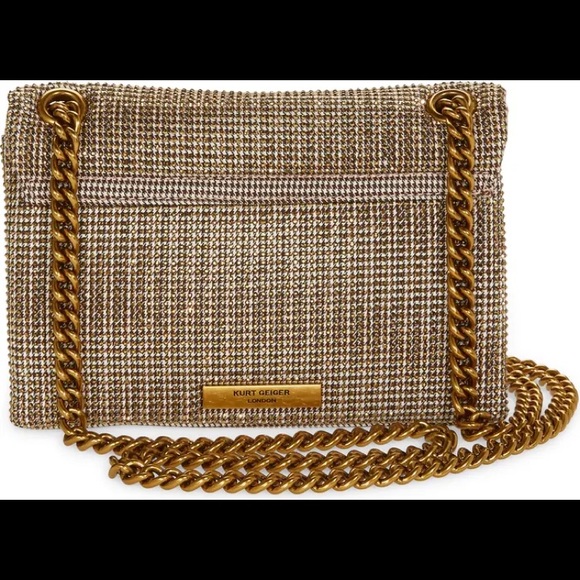 Kurt Geiger London Mini Kensington Tweed Dark Beige Crossbody Bag - Picture 6 of 8